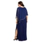 Plus Size R&M Richards Rhinestone Poncho Metallic Stripe Gown - image 2