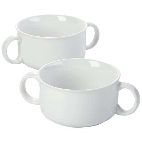 Home Essentials Set of 2 20oz. Flat Soup Crocks - image 