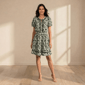 Womens Draper James Short Sleeve Floral Split Neck Dress - image 1