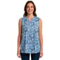 Womens Notations Sleeveless Tropical Leaf Pleat Blouse - image 1