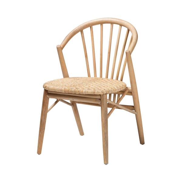 Baxton Studio Kobe Natural Brown Wood & Rattan Dining Chair - image 