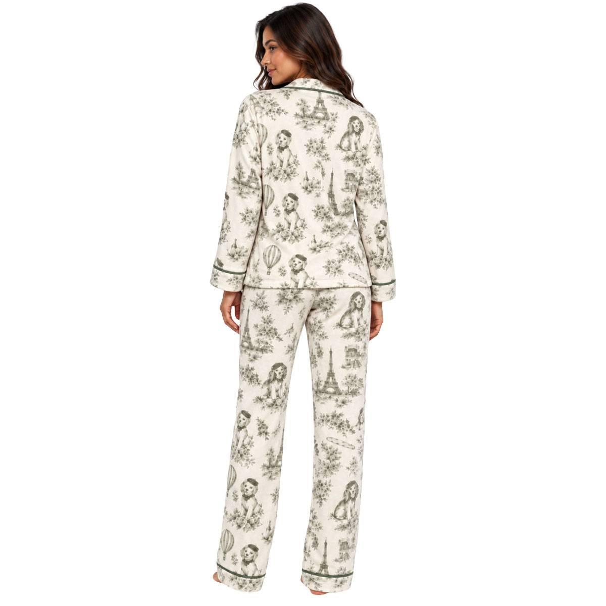Womens Sabrina Soto Long Sleeve Paris Dogs Pajama Set