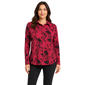Womens Zac & Rachel Long Sleeve Half Button Up Floral Flocked Ha - image 1