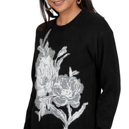 Petite Hearts of Palm Wrapped in Rubies Large Floral Sweater