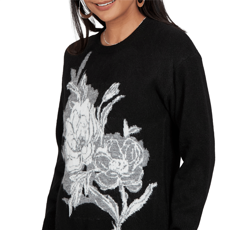Petite Hearts of Palm Wrapped in Rubies Large Floral Sweater