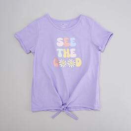 Girls (7-16) Tales &amp; Stories Short Sleeve See Good Tie Front Top