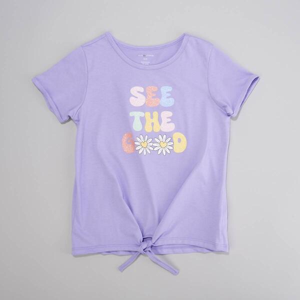 Girls (7-16) Tales &amp; Stories Short Sleeve See Good Tie Front Top - image 