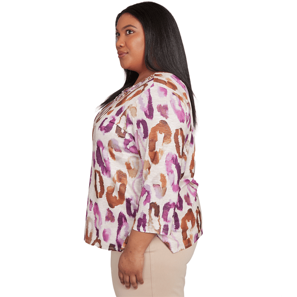 Plus Size Alfred Dunner Urban Legend 3/4 Sleeve Leopard Blouse