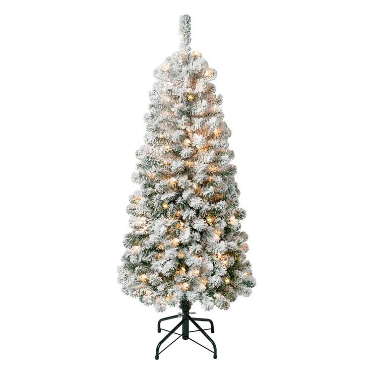 National Tree 4.5ft Acacia Medium Flocked Tree w/ 100 Clear Light