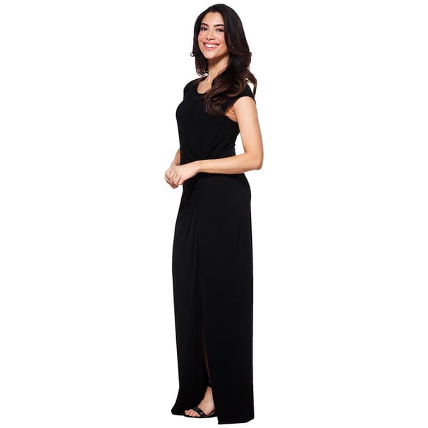 Womens Connected Apparel Cap Sleeve Side Ruched Maxi Dress