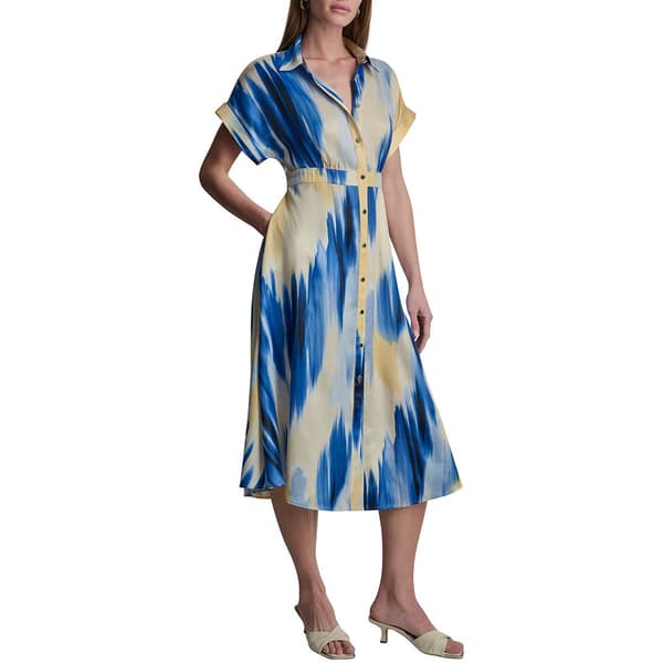 Womens DKNY Sport Short Sleeve Sunlite Shoreline Shirt Dress