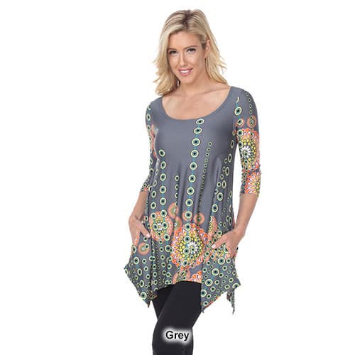 Womens White Mark Rella Tunic with Bell Sleeves