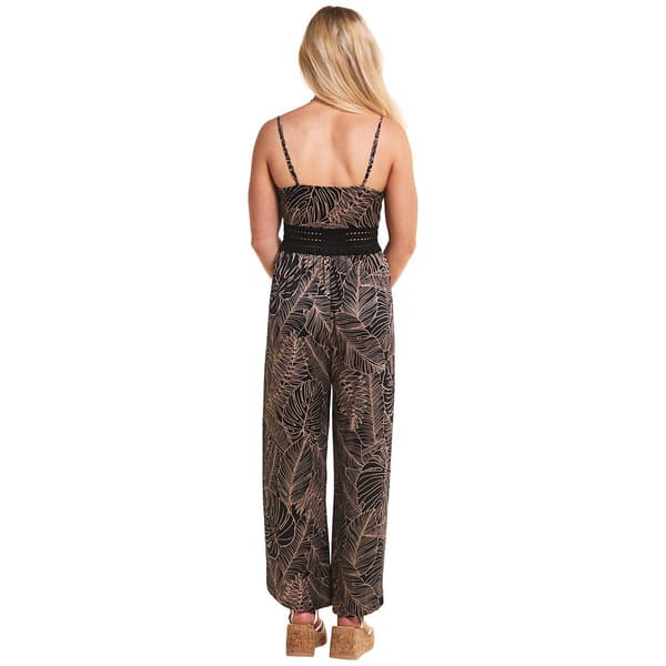 Juniors Derek Heart Crinkle Waist Asymmetrical Tulip Leg Jumpsuit