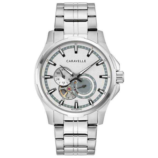 Mens Caravelle Stainless Steel Skeleton Dial Watch - 43A159 - image 