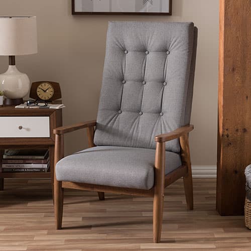 Baxton Studio Roxy Button-Tufted High-Back Chair