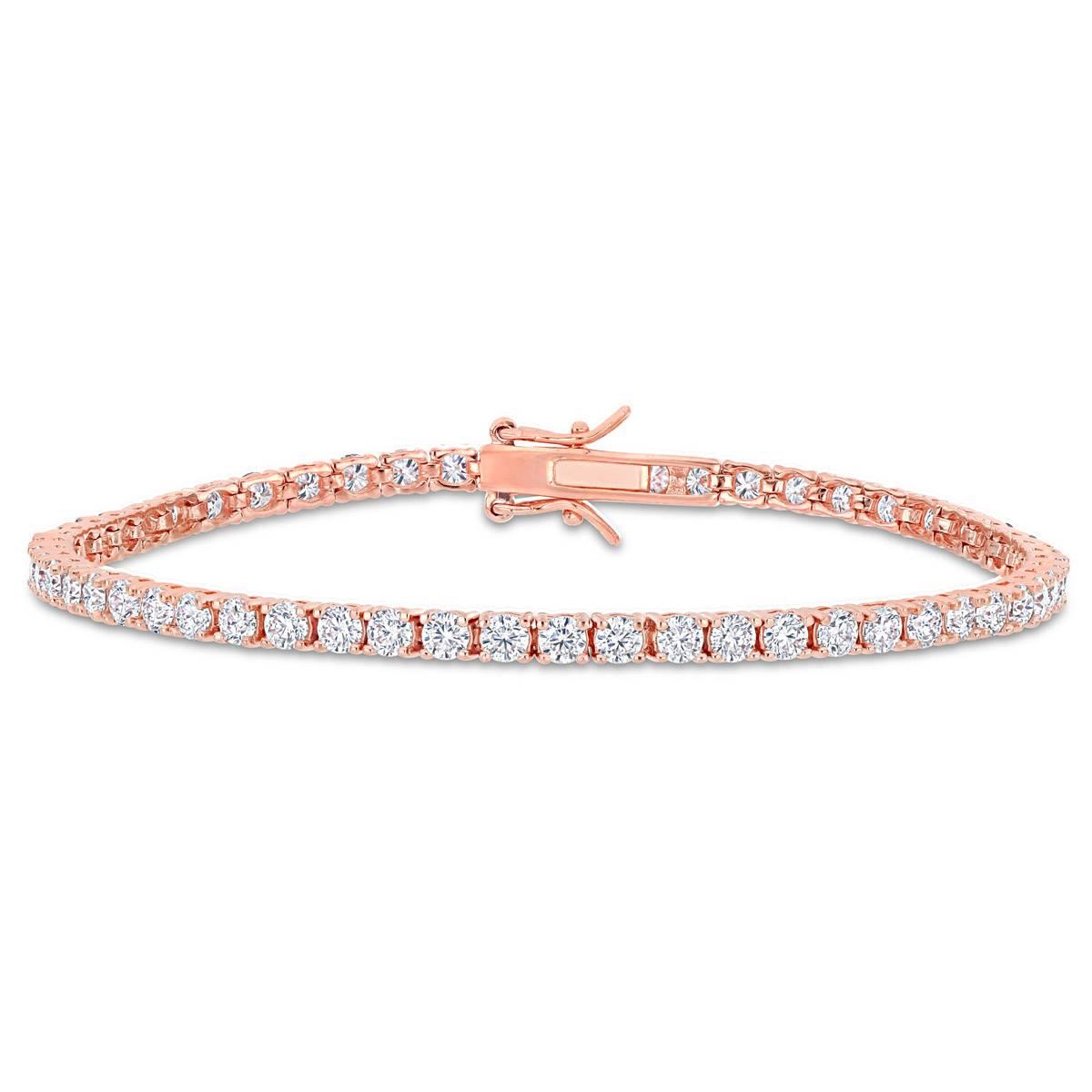 Sterling Silver 18kt. Rose Gold Dew Moissanite Bracelet