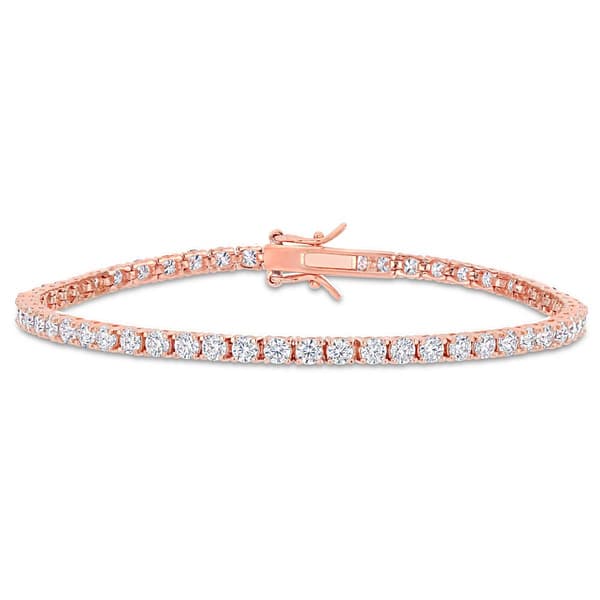 Sterling Silver 18kt. Rose Gold Dew Moissanite Bracelet - image 