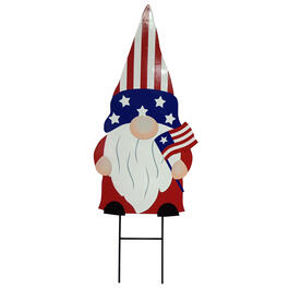 Metal Patriotic Gnome Holding a Flag