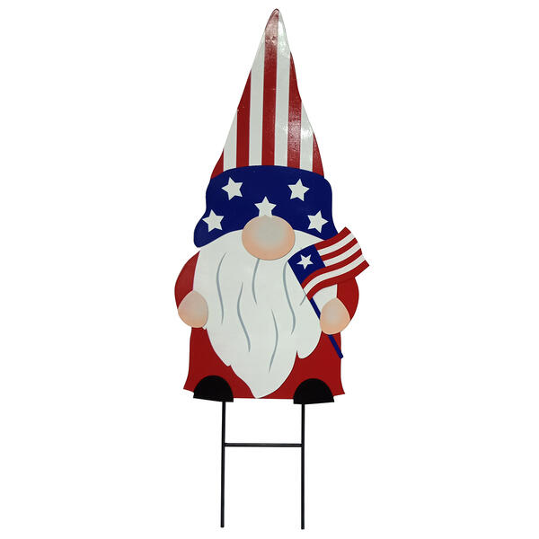 Metal Patriotic Gnome Holding a Flag - image 
