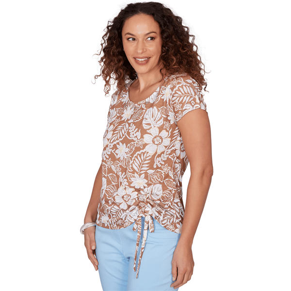 Womens Hears of Palm Cool & Collected Floral Embellished Tee