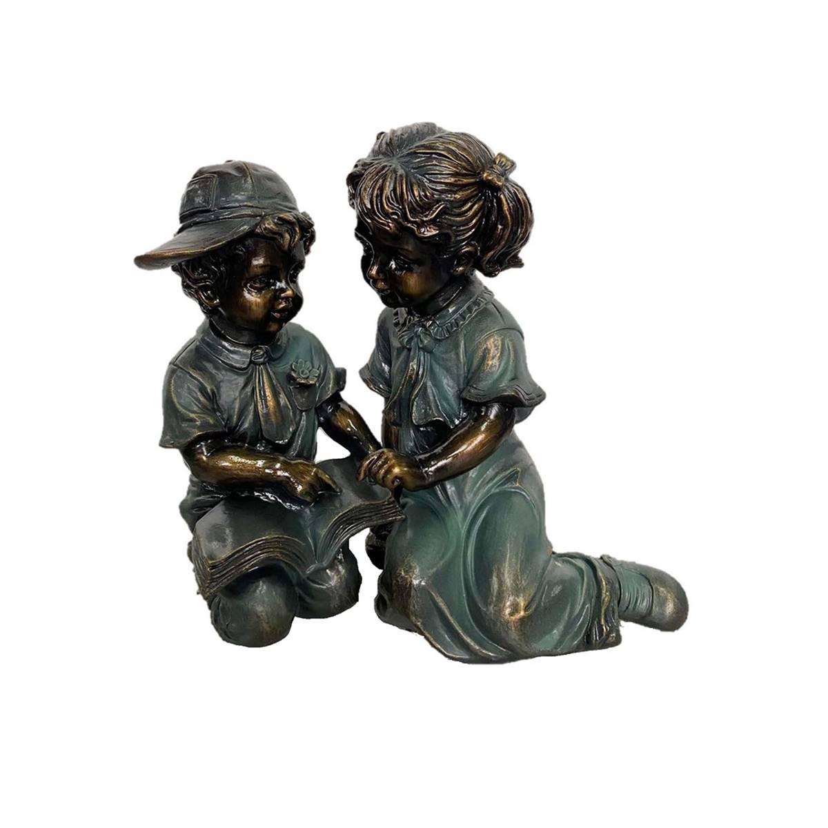 Santa’s Workshop 12in. Boy and Girl Reading Statue