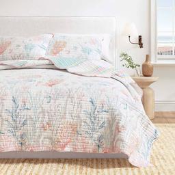 FreshFolds Caymen 3pc. Reversible Coral & Fish Coastal Quilt Set
