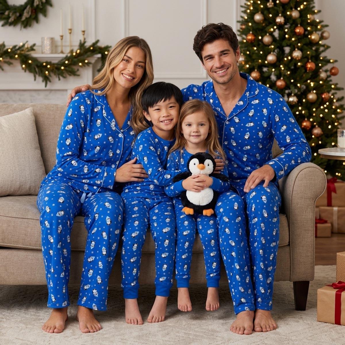 Pillow Talk Long Sleeve Winter Penguin Family Pajama Set preview