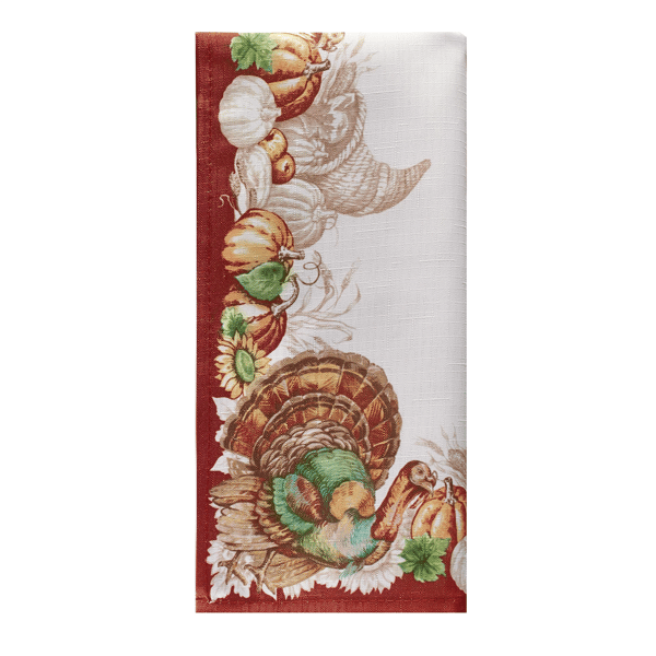 Threadmade Holiday Turkey Bordered Fall Napkins - Set of 8