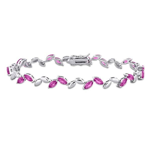 Sophia B 9 1/2ctw. Created Pink Sapphire Bracelet - image 