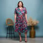 Plus Size 24/7 Comfort Apparel Brown & Pink Tie Waist Midi Dress - image 5