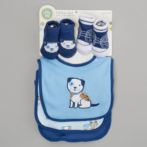 Baby Boy Little Me&#40;R&#41; 5pk. Dog Bibs & Booties Set - image 