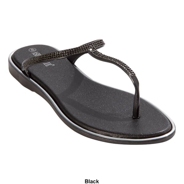 Womens Ashley Blue T-Strap Flip Flops w/Rhinestones - image 