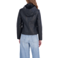 Sebby Collection Women''s Faux Leather Hooded Jacket with Faux Fu - image 4