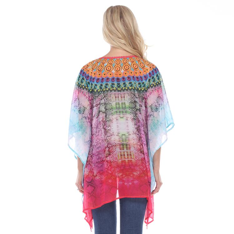 Plus Size White Mark Purple Print Maternity Poncho