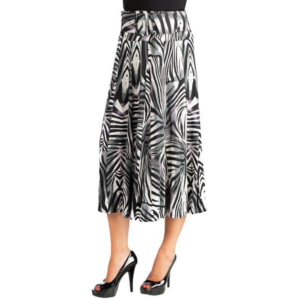 Womens 24/7 Comfort Apparel Midi Length Animal Print Belted Skirt