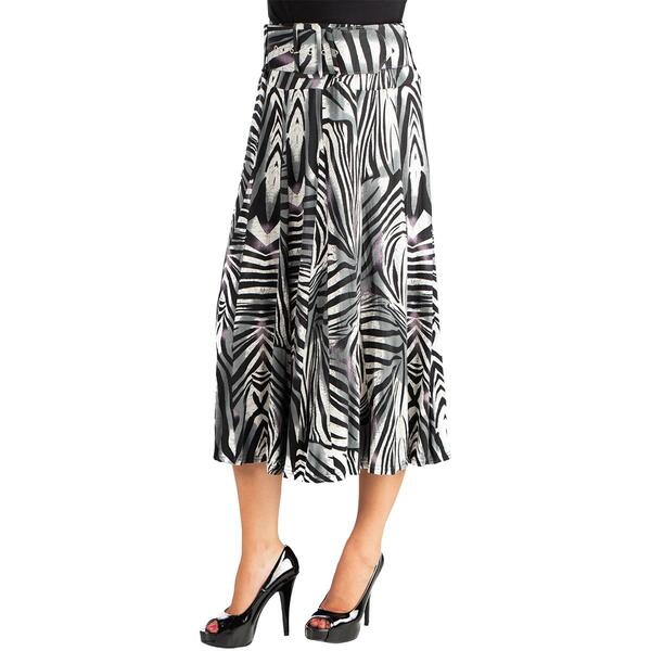 Womens 24/7 Comfort Apparel Midi Length Animal Print Belted Skirt - image 
