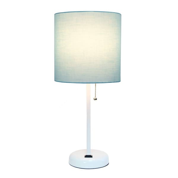 LimeLights Stick Lamp w/Charging Outlet & Fabric Shade - image 
