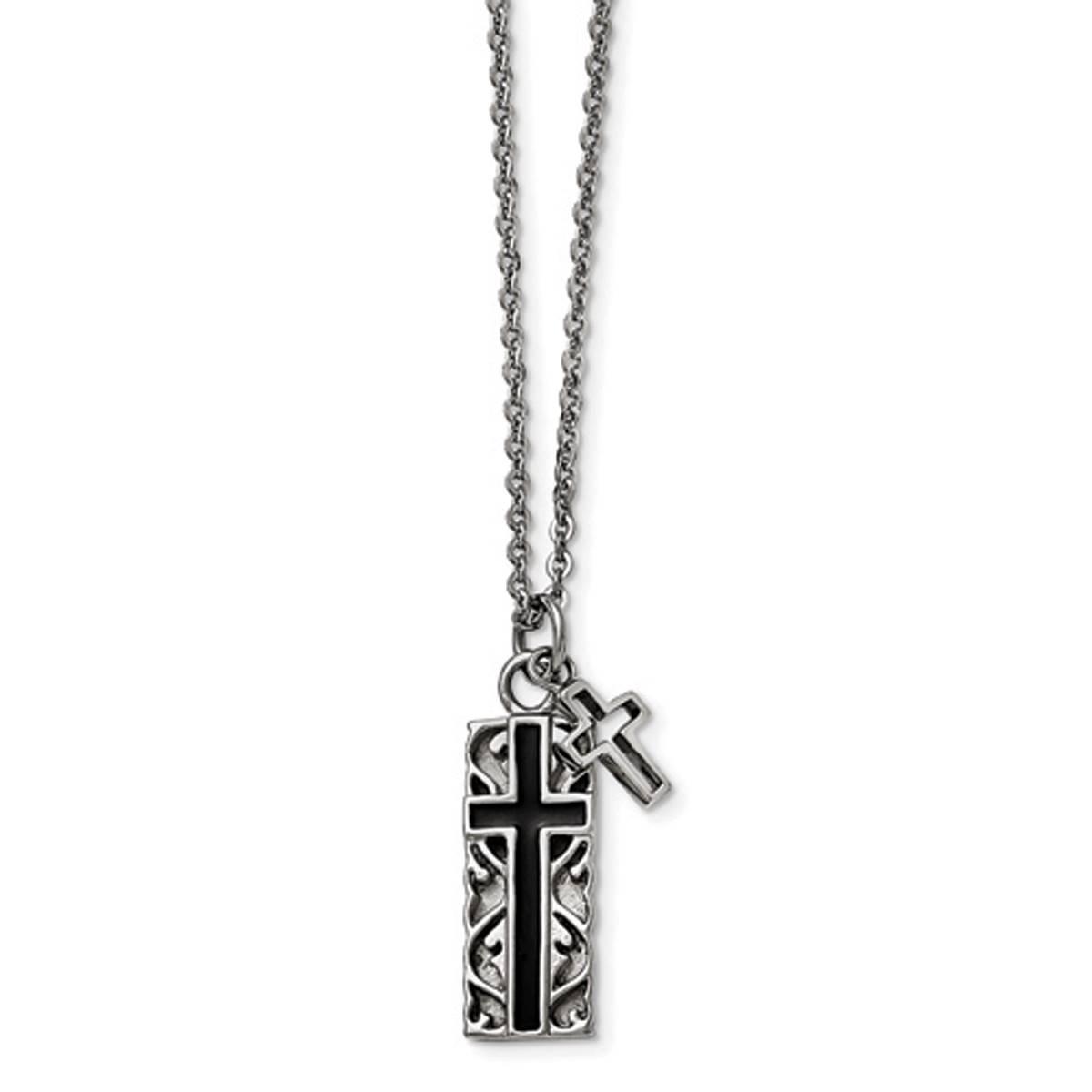 Mens Gentlemen’s Classics™ Black IP-Plated 2pc. Cross...