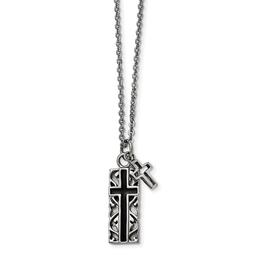 Mens Gentlemen's Classics(tm) IP-Plated Two Piece Cross Necklace