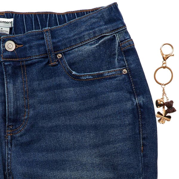 Juniors No Comment Skinny Jeans With Charm Keychain