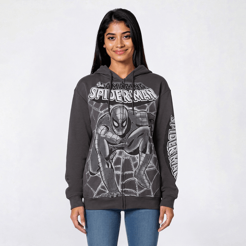 Juniors C-Life Spiderman Rhinestone Zip Boyfriend Hoodie