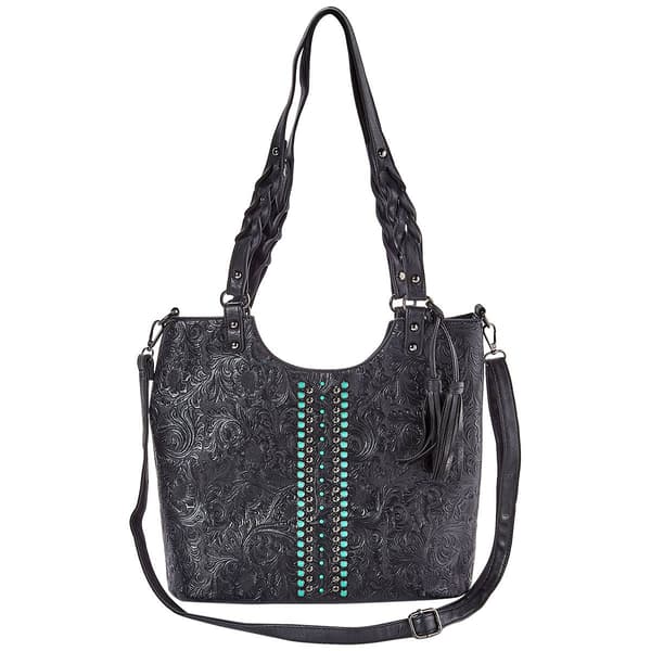 Sam & Hadley Braided Handle Tooled Tote - image 
