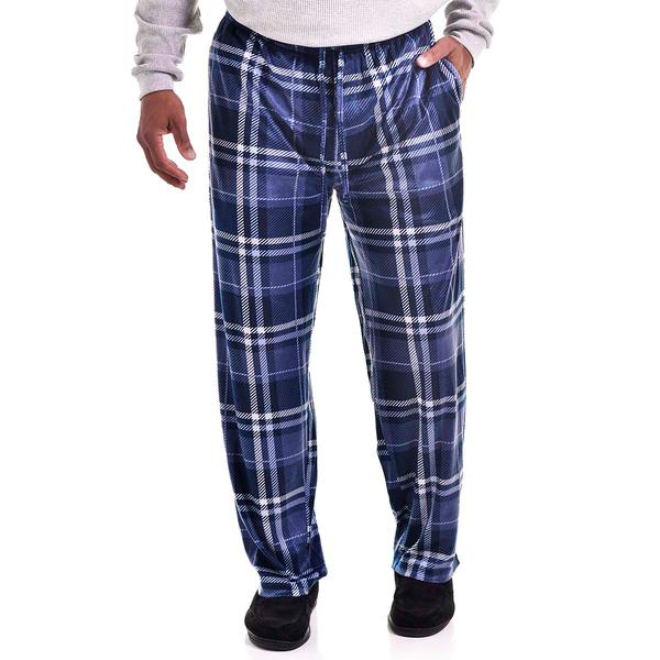 Mens Preswick & Moore(R) Blue Plaid Silk Fleece Pajama Pants - image 
