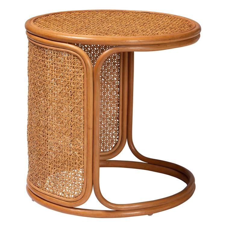 bali & pari Eldon Bohemian Honey Rattan Large End Table