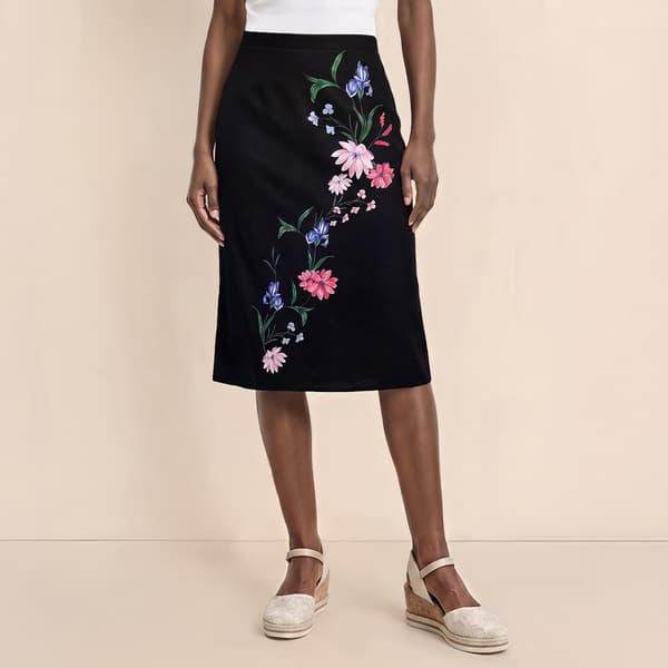 Womens Cece Pull On Long Placed Floral Midi Skirt - image 
