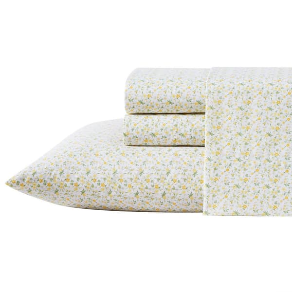Laura Ashley Evie 100% Cotton Yellow Floral Sheet Set