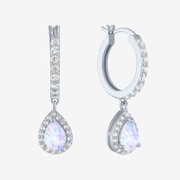 Gemstone Classics(tm) Lab Created Opal & Sapphire Hoop Earrings