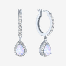 Gemstone Classics&#40;tm&#41; Lab Created Opal & Sapphire Hoop Earrings