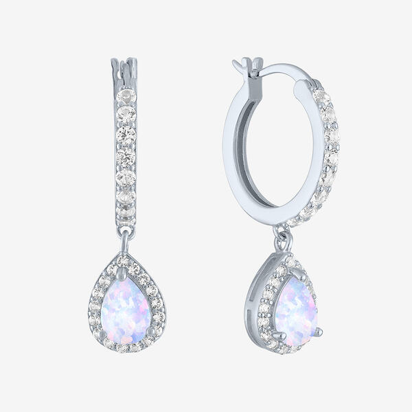 Gemstone Classics&#40;tm&#41; Lab Created Opal & Sapphire Hoop Earrings - image 