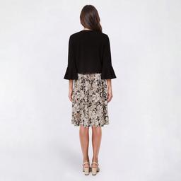 Petite Perceptions 3/4 Sleeve Texture Floral Shift Jacket Dress